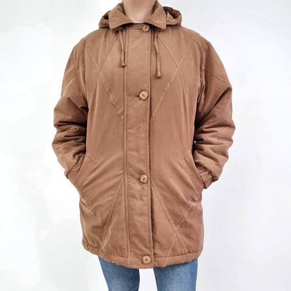 00's Vintage Ladies Brown Padded Parka Coat | Mid… - image 3
