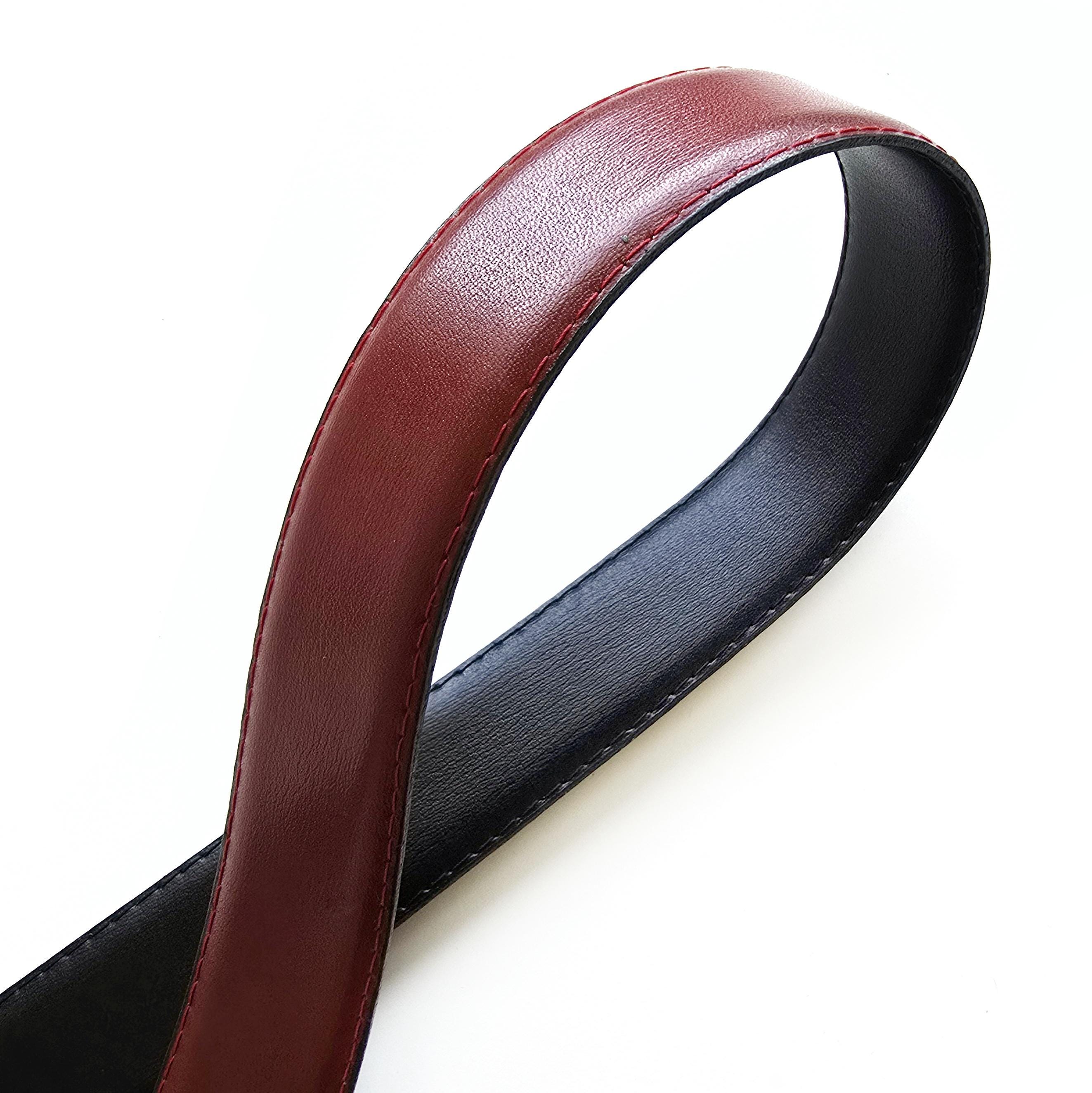 Vintage Reversible Black & Burgundy Leather Belt With Silver  display picture 2