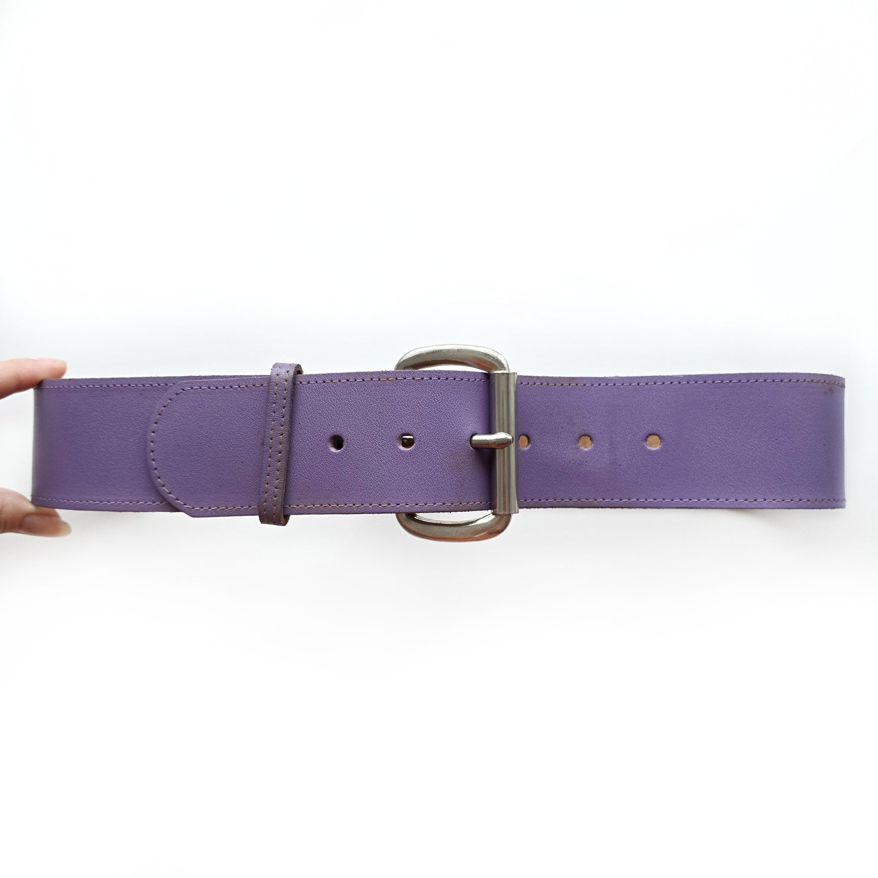 Classic Women’s Dark purple Leather Belt with Silver Buckle Aura Belt - Lavender Leather Sophistication – Coldfire main image 4