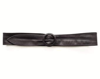 Vintage Dark Brown Genuine Leather Belt | Ladies Minimalist Dress Belt | Small