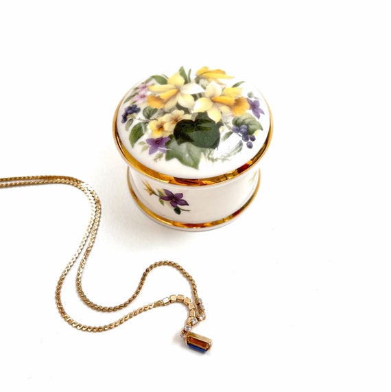 Vintage Floral China Small Jewellery Box | Fine B… - image 1