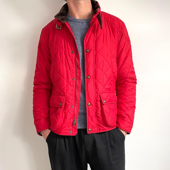 00s Vintage POLO Ralph Lauren Red Mens Jacket | Padded Quilted