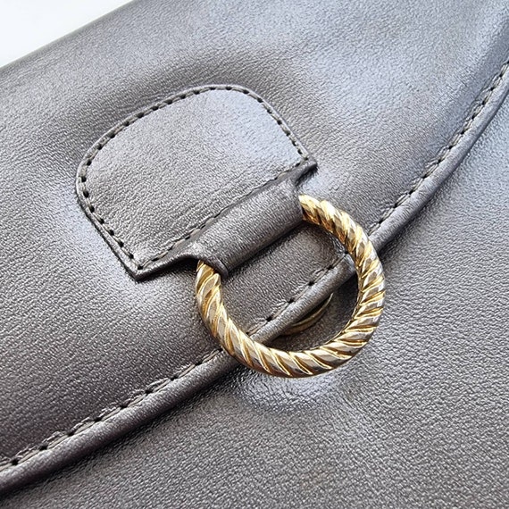 Vintage Metallic Taupe Bag W Gold Detail | Long S… - image 10