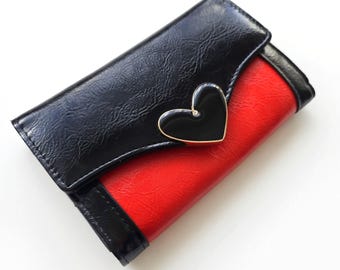 NEW 00's Vintage Morgan Red & Black Wallet with Heart | Y2K Ladies Purse