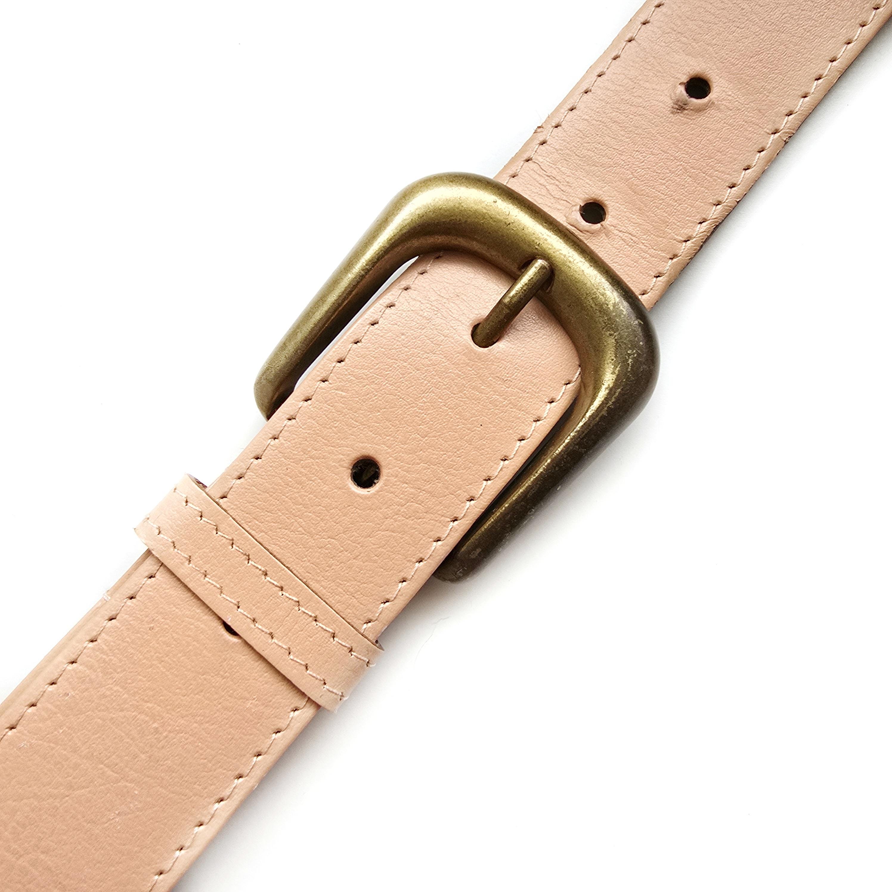 Vintage Peach Belt With Brass Buckle | Ladies Minimalist 