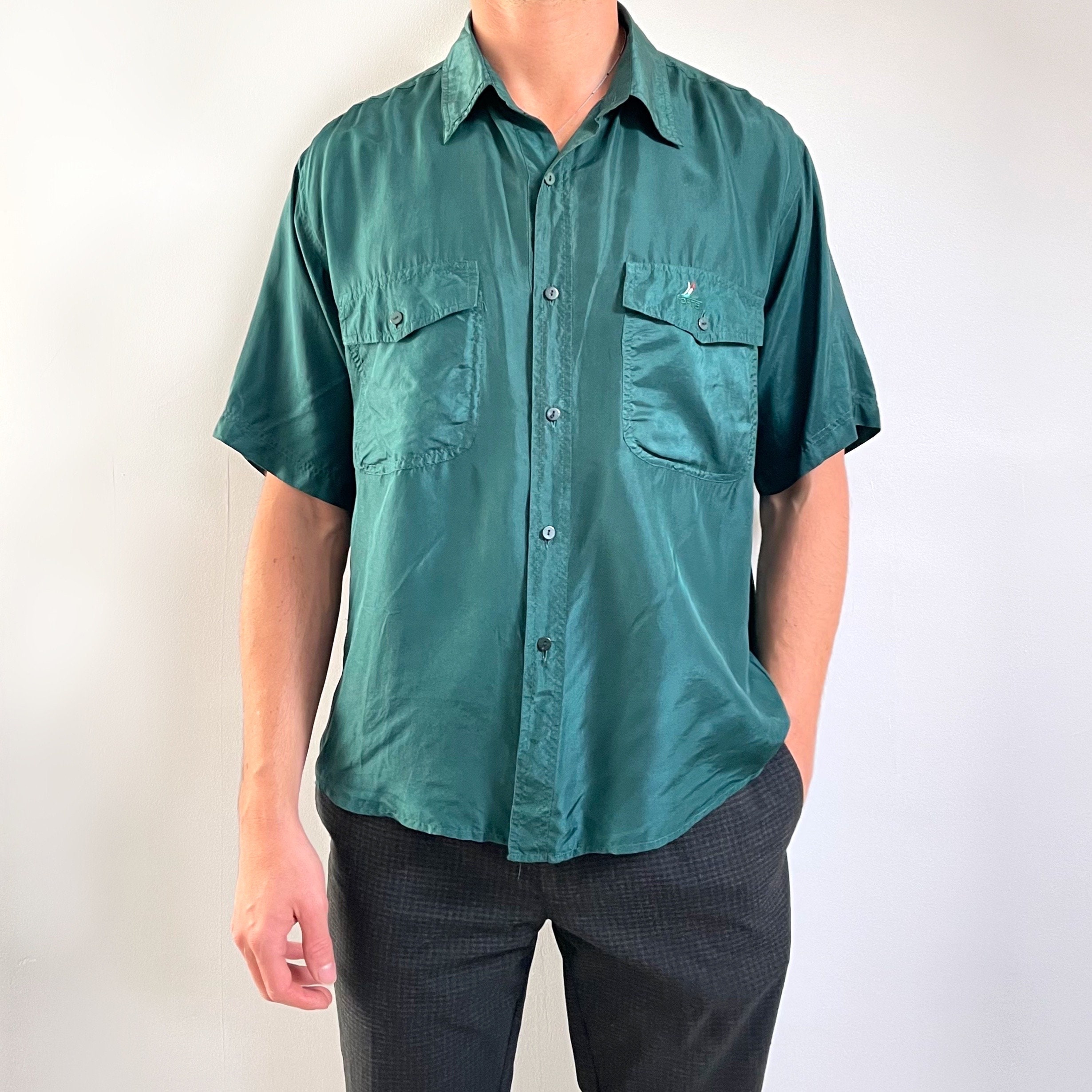 【KOSUKE 】 Bahama SILK shirts 90s 1990's Vintage Tommy Bahama Silk Hawaiian S/S Shirt Pale