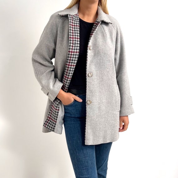 Vintage Grey Wool Mix Short Coat Ladies Heather Grey Peacoat