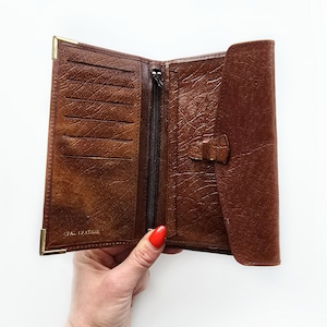 Vintage Strukturierte Braune Leder Geldbörse | Ausklappbare Geldbörse, Organizer