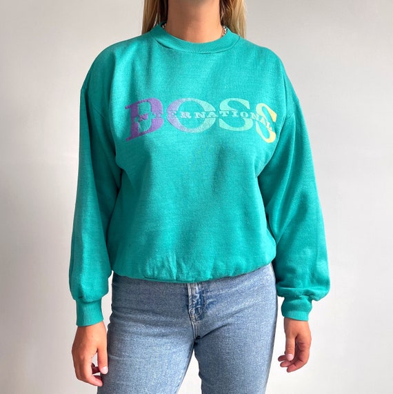 Vintage Hugo BOSS Turquoise Jumper | Casual Sport… - image 2