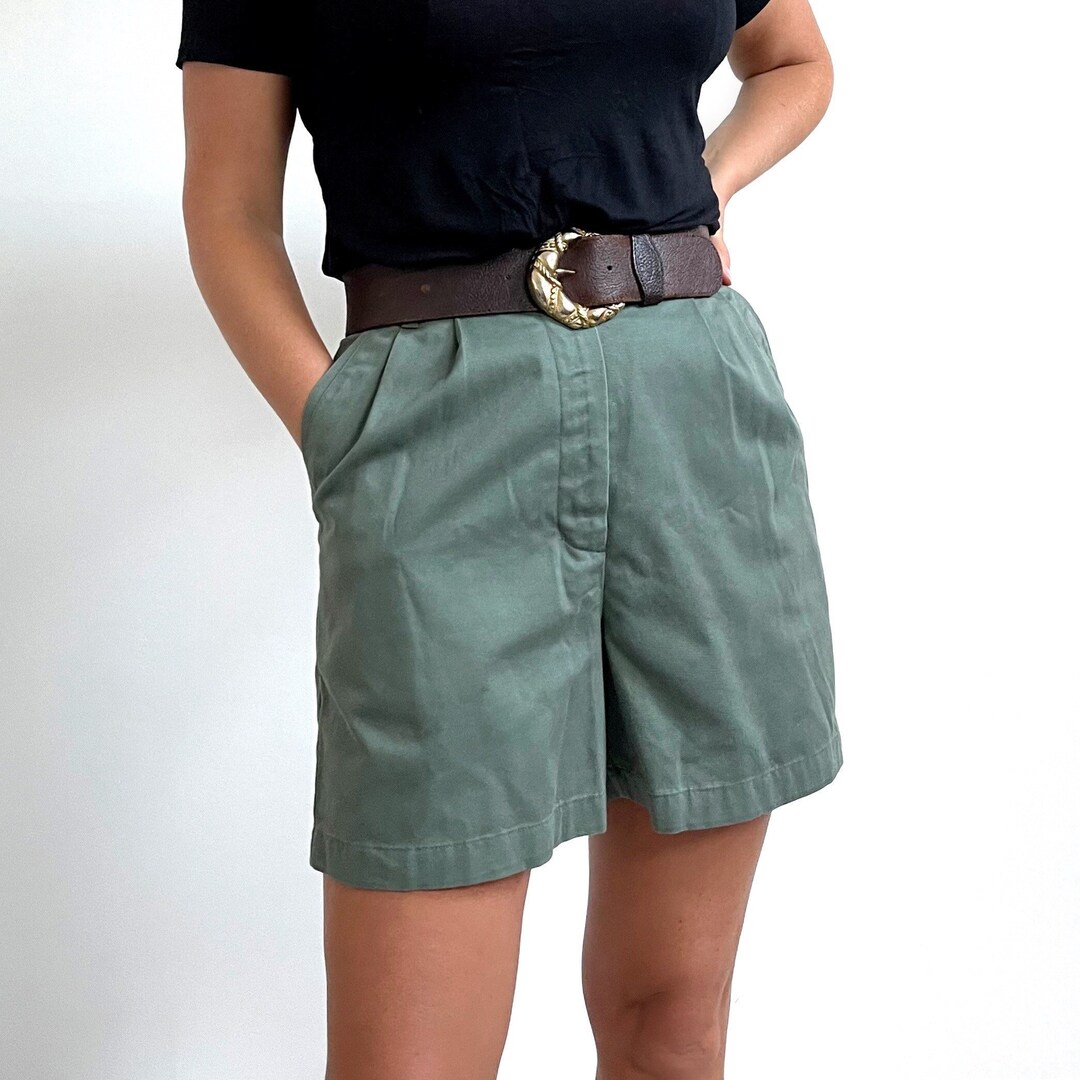 Womens olive green bermuda shorts sale