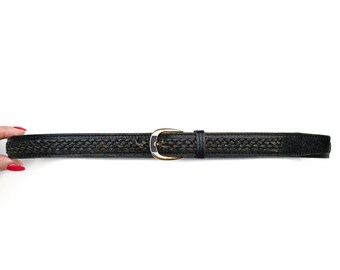 Jaeger leather Black Crocodile Belt 80/32 Jaeger Croc-Embossed Leather Belt Size S | eBay main image 2