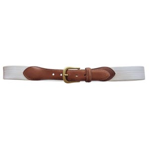 Vintage COACH White Cotton Belt With Tan Brown Leather Ends  display picture 3