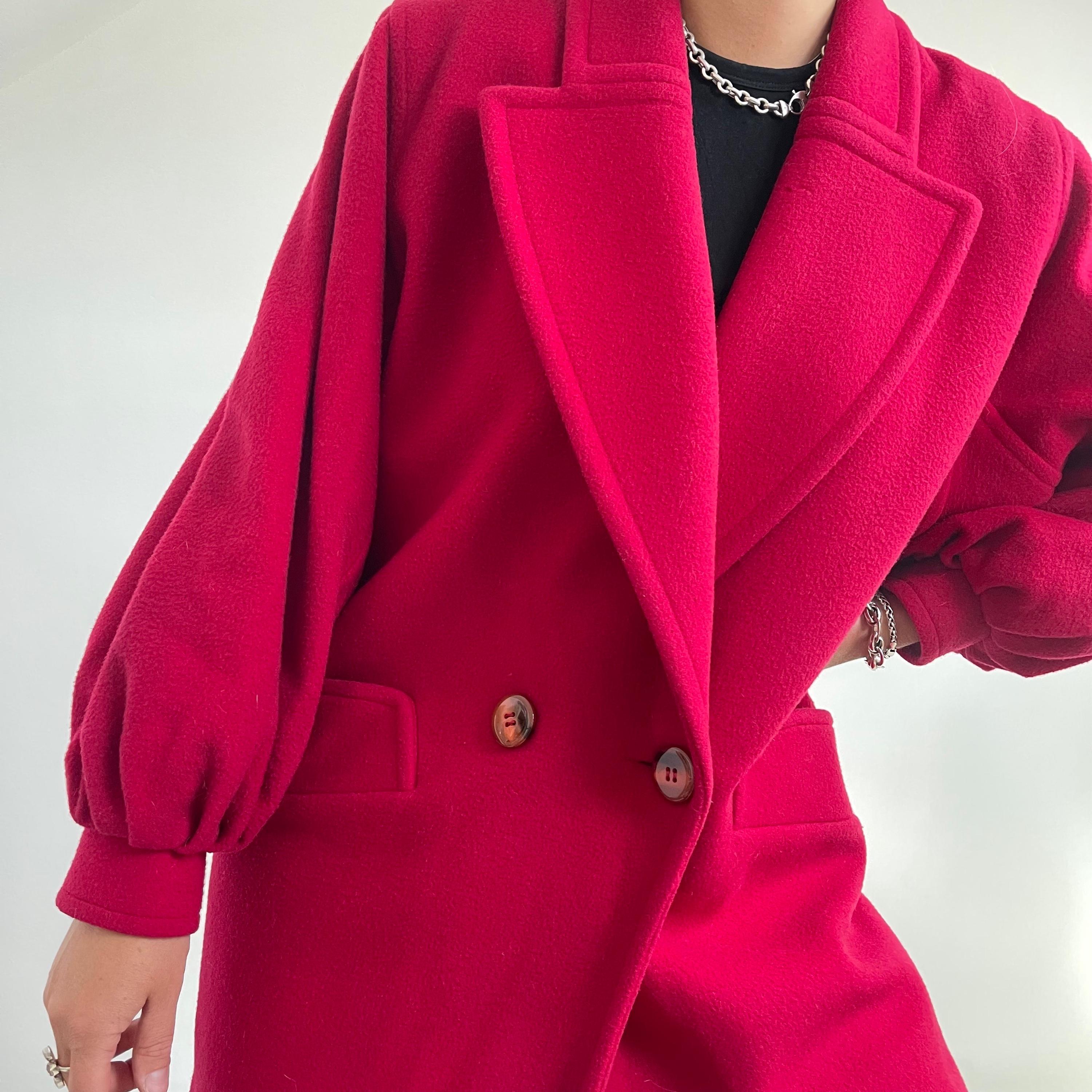 Buy Vintage Cherry Red Wool & Cashmere Coat | Smart Winter Coat