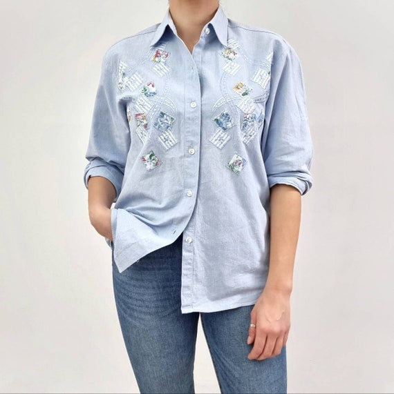 Hello Sunshine Embroidered Denim Shirt – SuperLoveTees | Graphic Tees  Inspired By Love