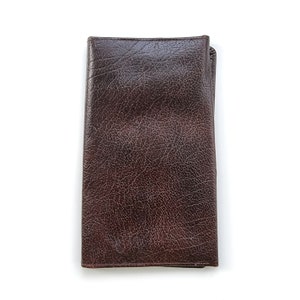 Carteira de couro marrom chocolate escuro vintage | Carteira com seção dobrável, organizador