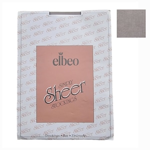 May include: A pink and white package with the text "elbeo Simply Sheer Stockings" and the words "Stockings Bas Strümpfe" at the bottom.