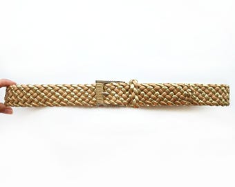 Vintage Omega Gold Woven Embellished Belt Vintage Omega Gold Woven Belt SZ S - Etsy main image 2