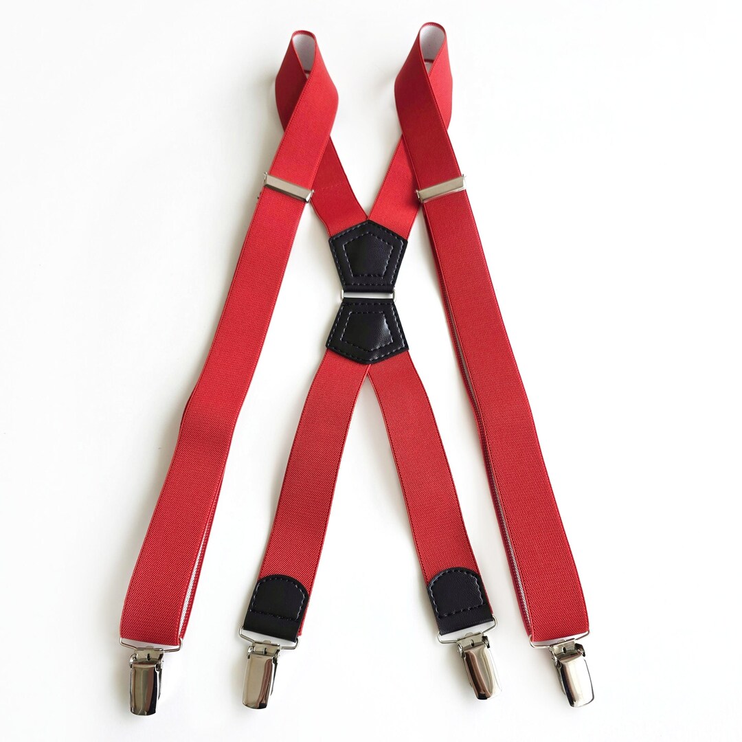 メンズ クリップ サスペンダー ベルト 赤 ビンテージ かだひ] スナップフッククリップは非常に使いやすく、衣服がHKGFAYO
