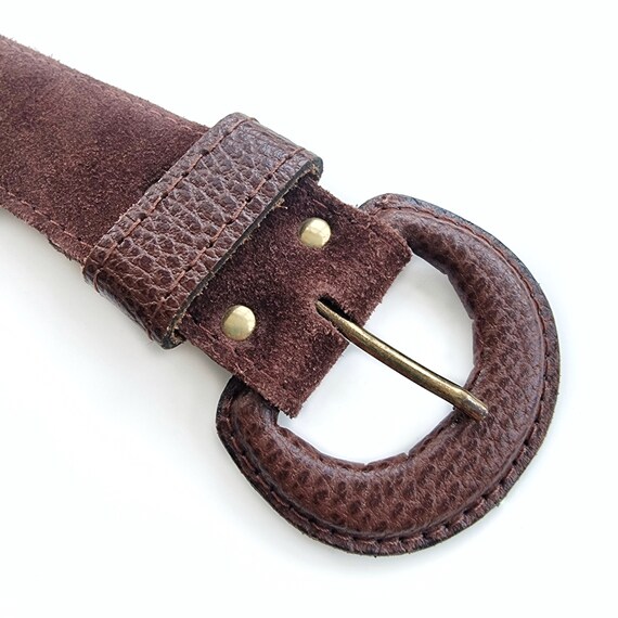 Vintage Chocolate Brown Suede Belt With Leather Cover… Gem