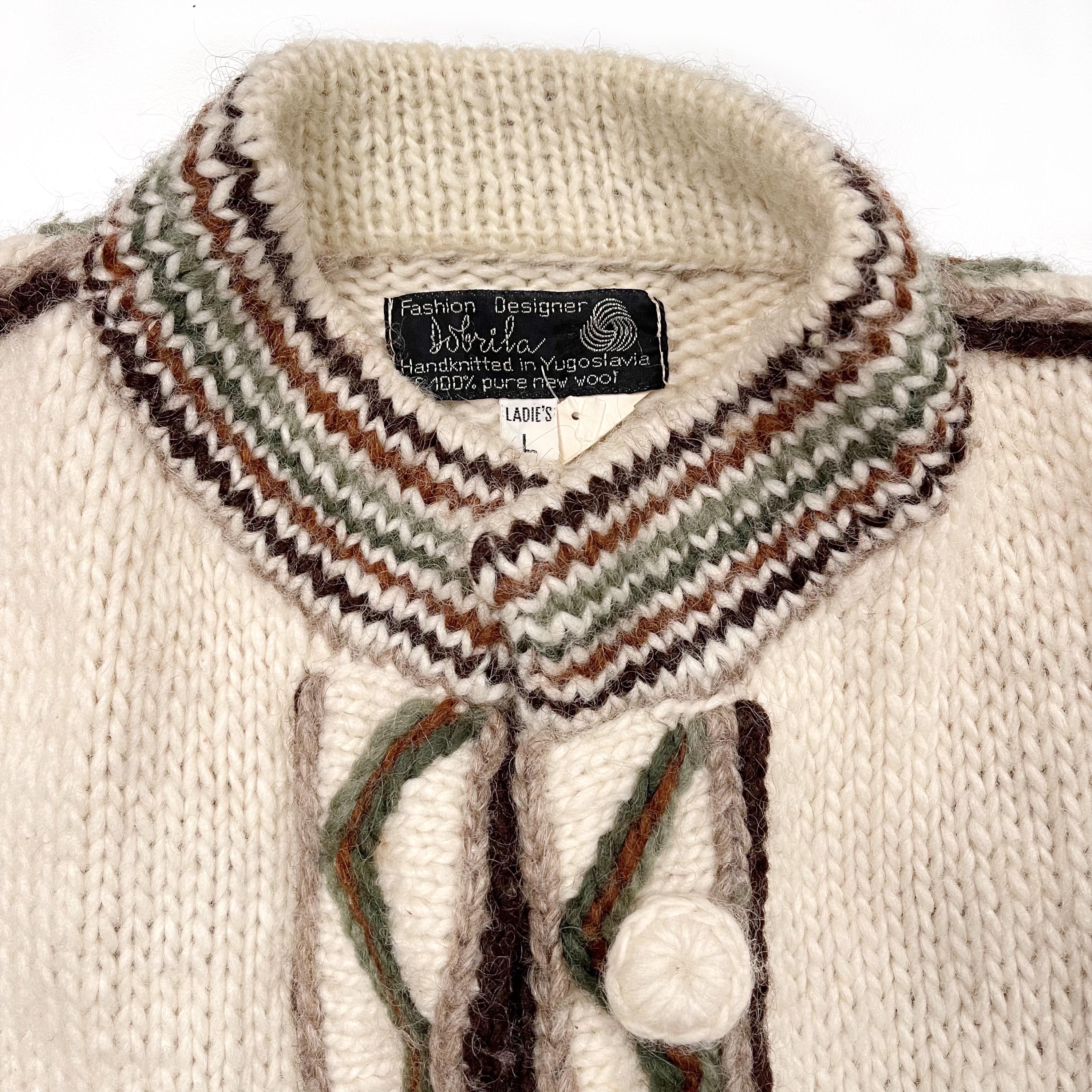 80年代のヴィンテージ刺繍ウールカーディガンジャケット | チャンキー 