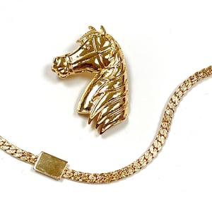 80s Vintage Cute Gold Horse Brooch | Horse Head Equestrian Pin | NEW Deadstock