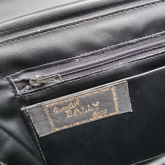 Vintage BALLY Black Leather Handbag w Long Strap … - image 8