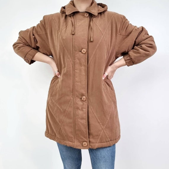 00's Vintage Ladies Brown Padded Parka Coat | Mid… - image 1