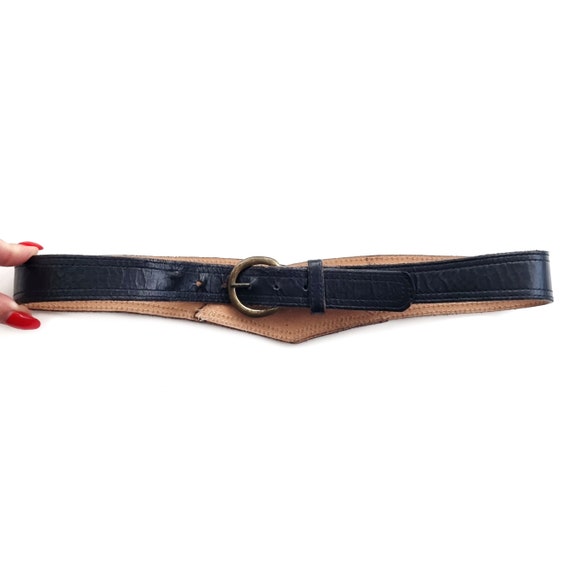 80's Vintage Black Leather Fancy Belt | Ladies Dr… - image 2