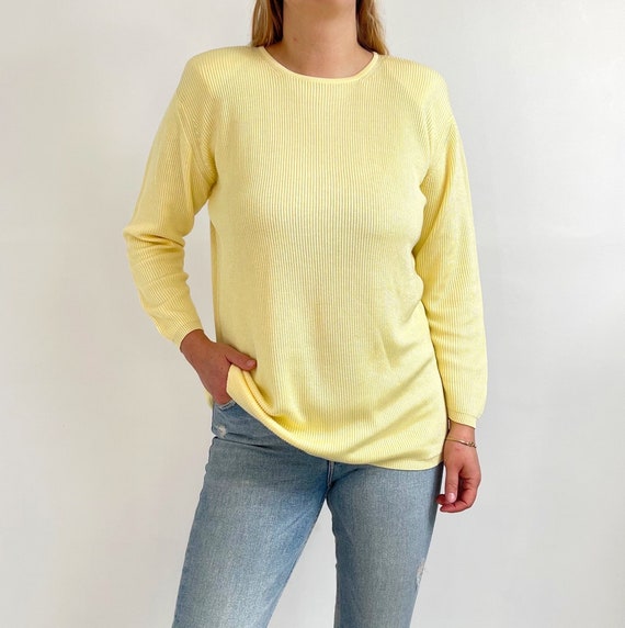 Vintage Frank Saul Custard Yellow Long Jumper Cotton Mix Ribbed Jumper One Size Etsy UK