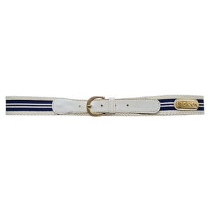 Vintage Blue Stripe Belt Gold Suede Buckle Vintage Light Blue Suede Belt: Gold Buckle Art Deco Belt - Etsy main image 3