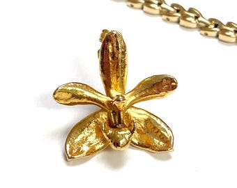 Risis 24 K ゴールド メッキ オーキッド ブローチ ペンダント