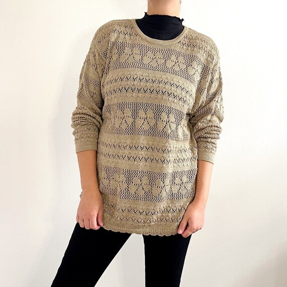 90 s Beige Knit Long Jumper Large Etsy Ireland