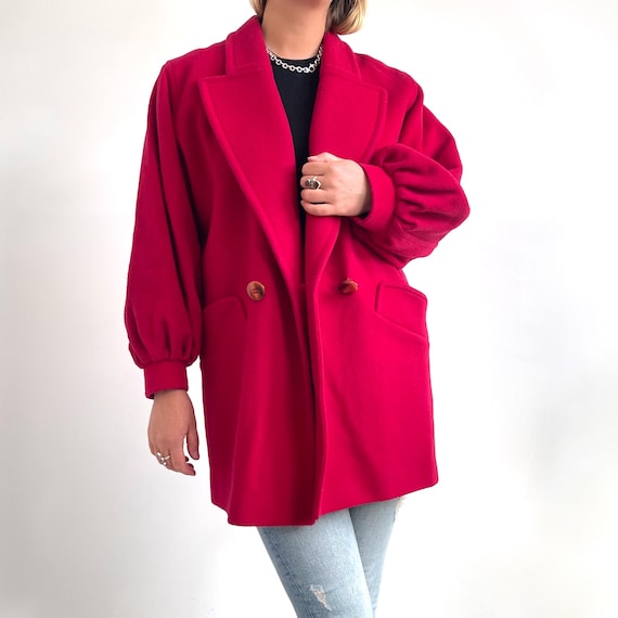 Buy Vintage Cherry Red Wool & Cashmere Coat | Smart Winter Coat 