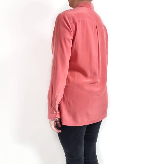 90's Vintage Bright Pink Pure Silk Ladies Shirt |… - image 7
