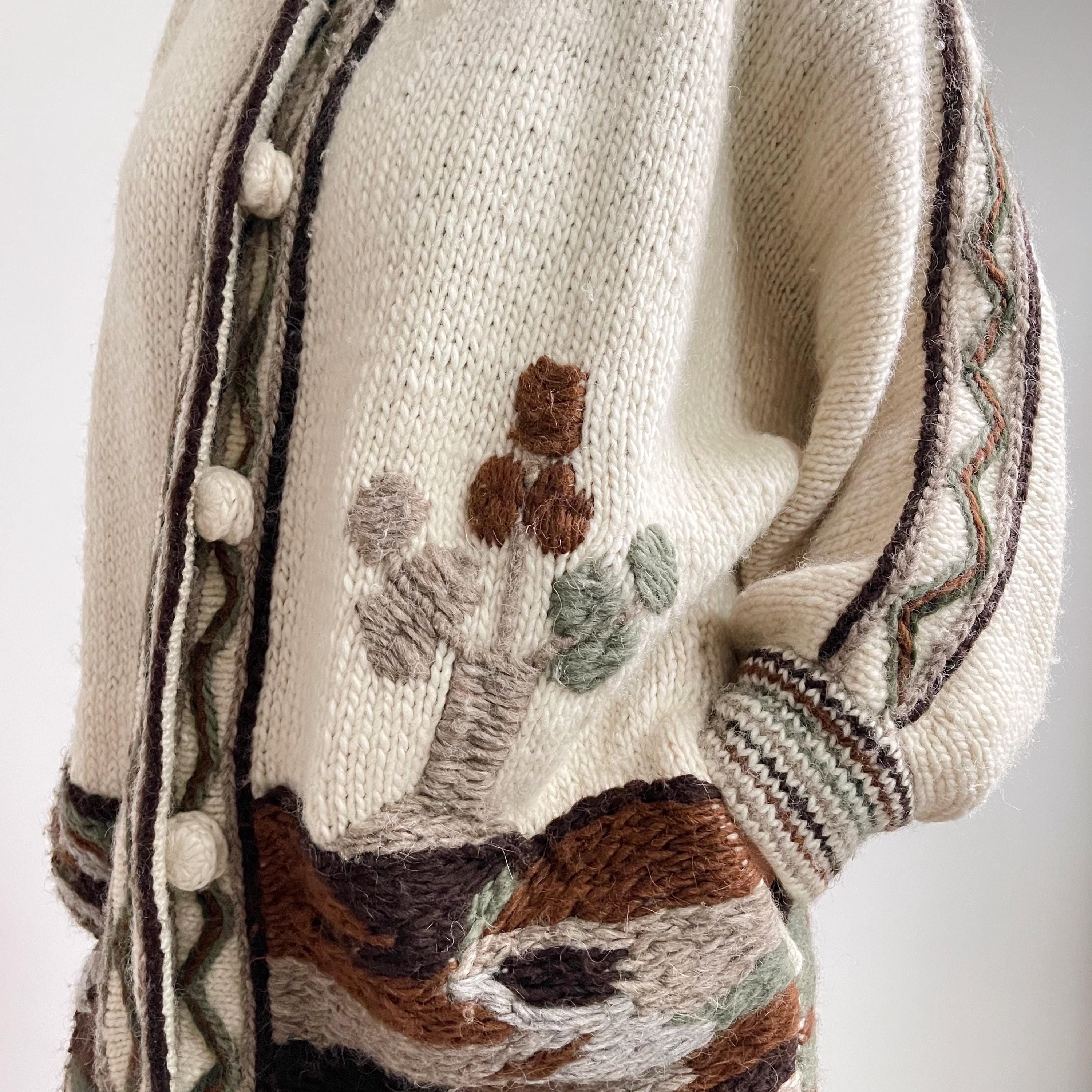 80年代のヴィンテージ刺繍ウールカーディガンジャケット | チャンキー 