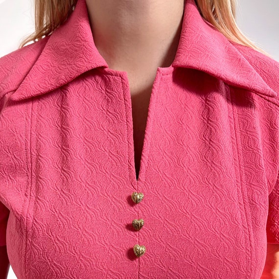 70’s Mod Short Pink Dress // Crimplene Polyester … - image 4
