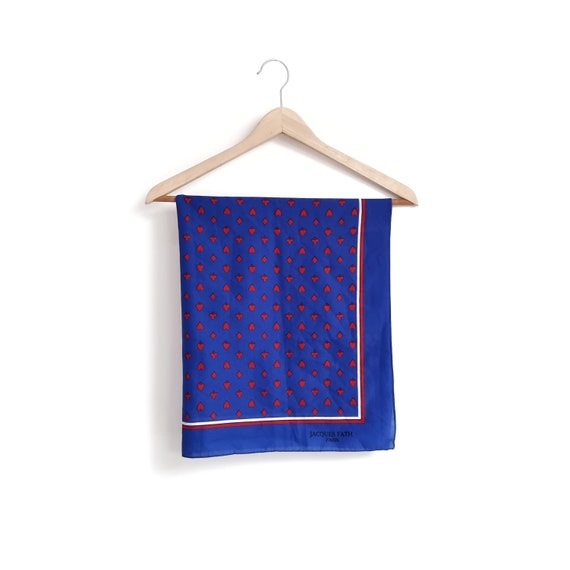 Vintage Blue & Red Card Symbol Print Scarf | Hear… - image 1