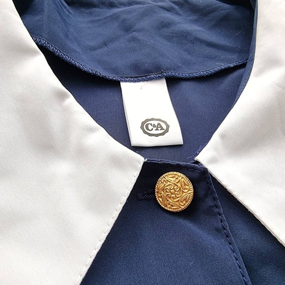 80's Vintage Nautical Blouse With Big White Collar // Ladies 80's Vintage Nautical Blouse With Big White Collar // Ladies