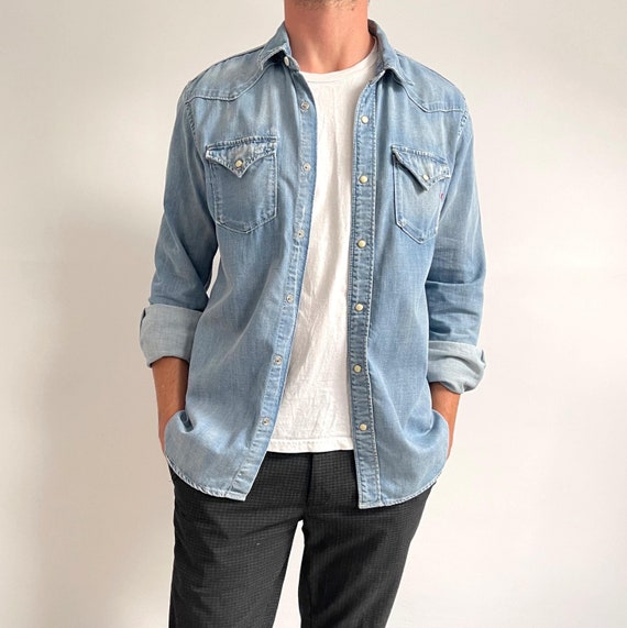 Vintage Replay Mens Denim Shirt | Light Blue Long Sleeve Jeans Shirt |  Medium - Etsy Canada
