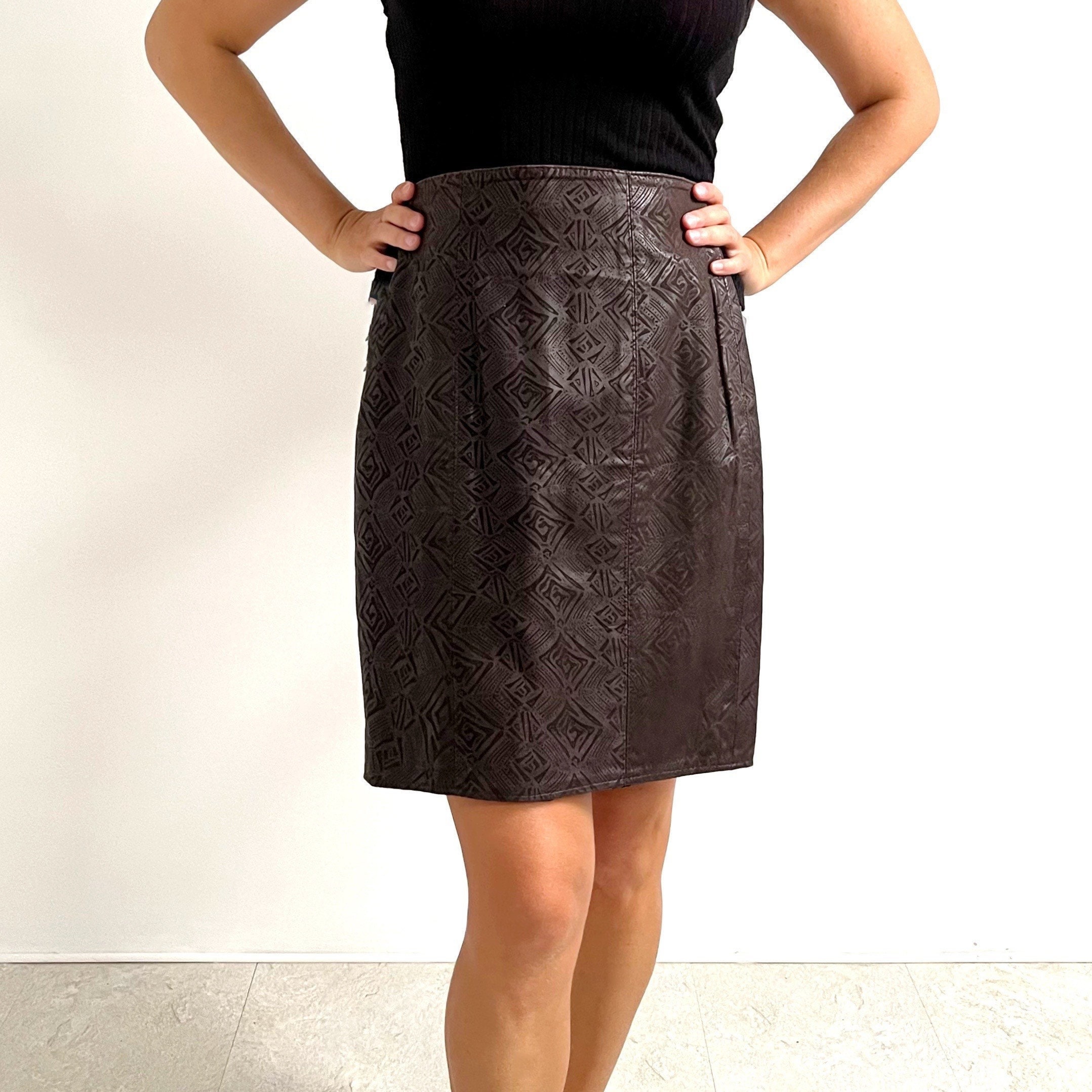 Mid length leather skirts cheap
