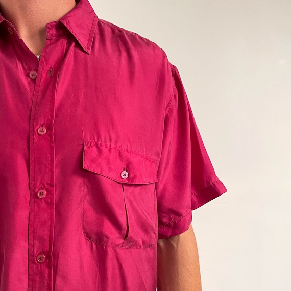 Silk short sleeve button shop up mens