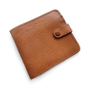 Cartera de cuero marrón para hombre de los años 70 / Cartera plegable marrón bronceado texturizada / Made in England