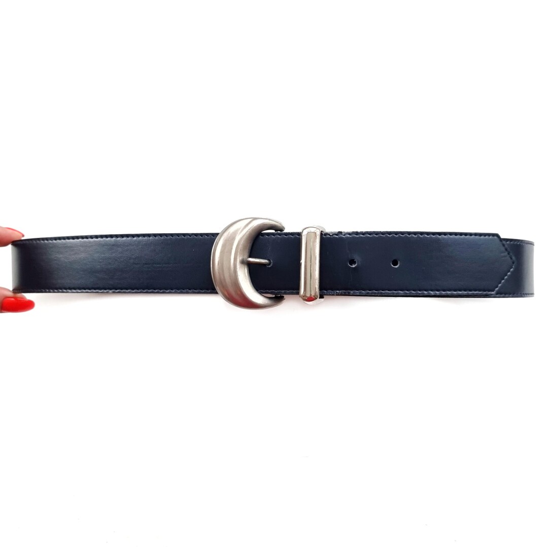 Costume National Gray Leather Silver Buckle Waist Belt main image 1