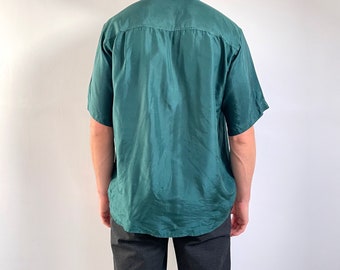 Chemise Perrier Vintage Homme Verte Années 90 Délavée