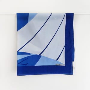 Vintage Abstract Nautical Print Scarf in Blue & White