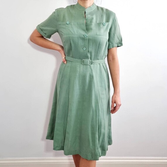 sage green shirt dress Metropolitan Mood Sage Green Collared Mini Dress main image 0