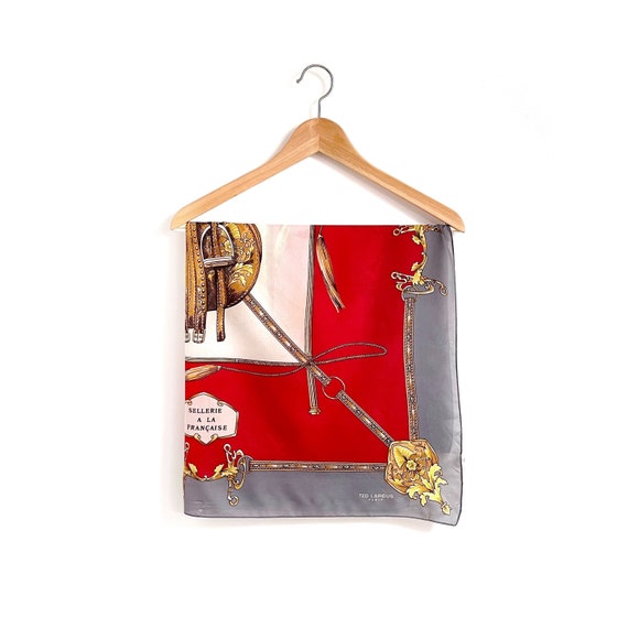 Vintage TED LAPIDUS Equestrian Scarf // Designer Scarf in