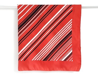 Vintage Red, White & Black Stripes Print Scarf | Geomatric Minimalist Scarf