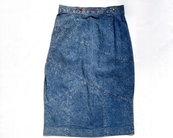 スカート Vintage Vivaldi blue denim pencil skirt Vivaldi Jean Skirt - Etsy