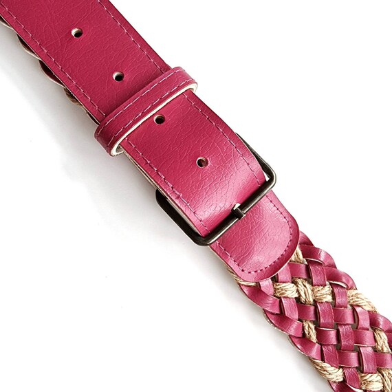 Vintage Purple Woven Leather Belt // Pink Beige R… - image 3